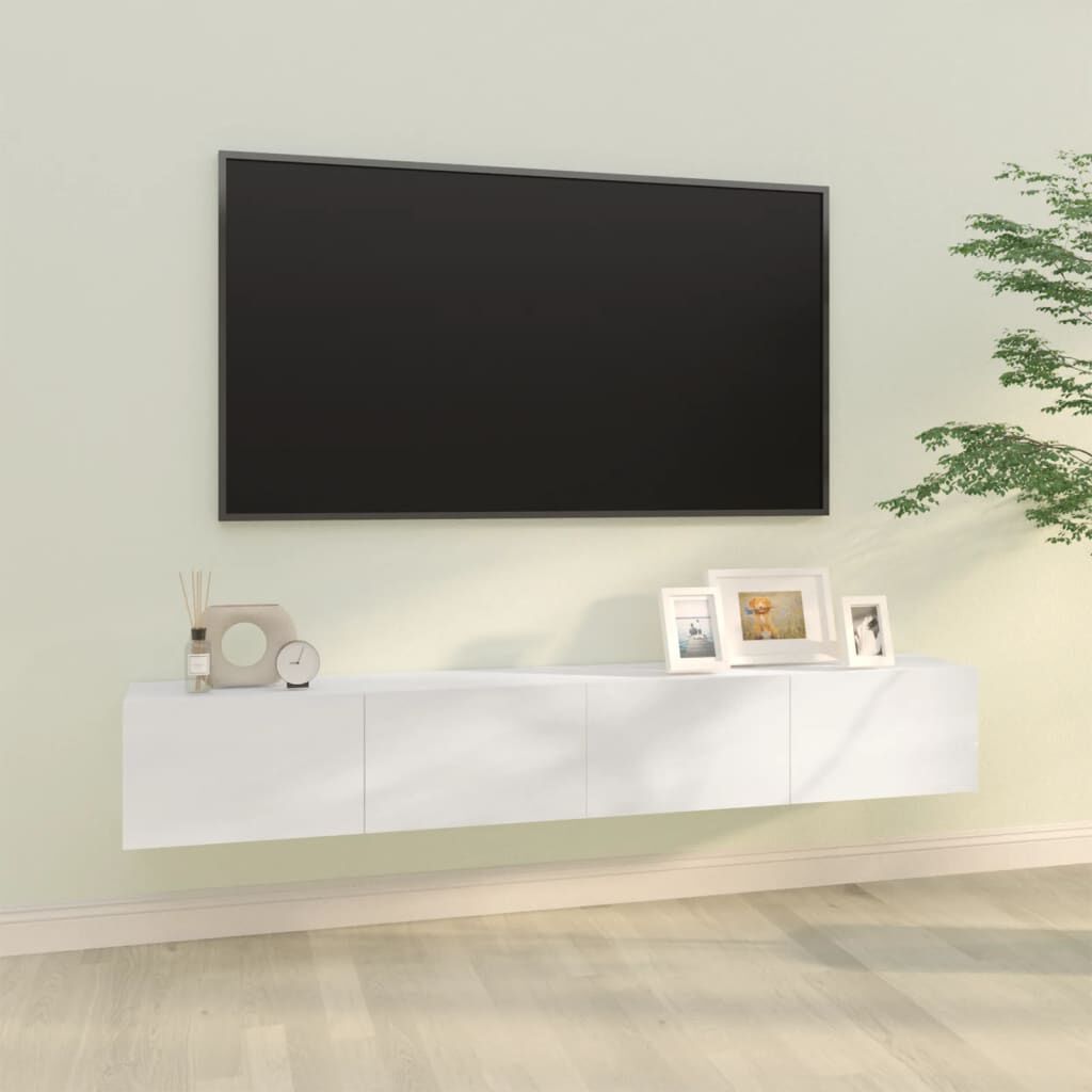 vidaXL Wall TV Cabinets 2 pcs High Gloss White 100x30x30 cm