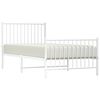 vidaXL Metal Bed Frame without Mattress with Footboard White 90x190cm