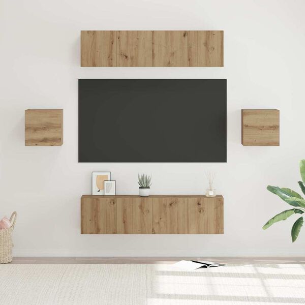 vidaXL TV Cabinet Set Wall-mounted 6 pcs Artisan Oak Engineered Wood