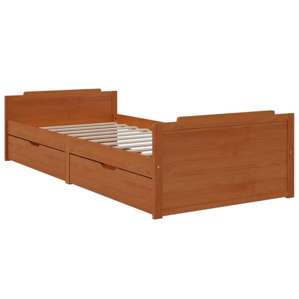 vidaXL Bed Frame without Mattress Honey Brown Solid Wood Pine 90x200 cm