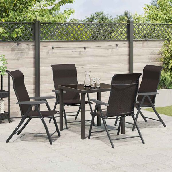 vidaXL Garden Dining Set 5 pcs Black coffee Poly rattan