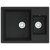 vidaXL Kitchen Sink with Overflow Hole Double Basins Black Granite