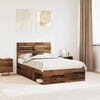 vidaXL Bed Frame with Headboard Old Wood 135 x 190 cm Solid Pine Wood