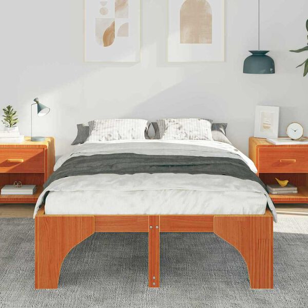 vidaXL Bed Frame Brown 120 x 190 cm Solid Pine Wood