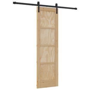 vidaXL Sliding Door 61 x 198.5 cm Solid Pine Wood Natural and Black