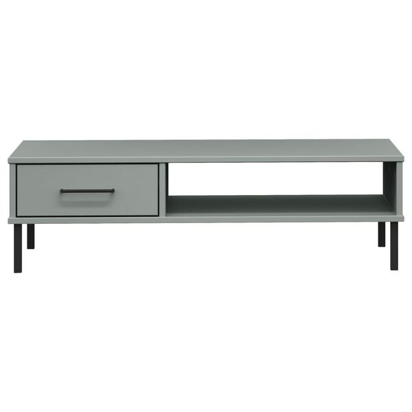 vidaXL Coffee Table with Metal Legs Grey Solid Wood Pine OSLO