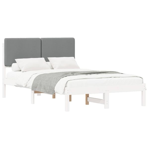vidaXL Bed Frame with Upholstered Headboard Light Grey 120 x 190 cm