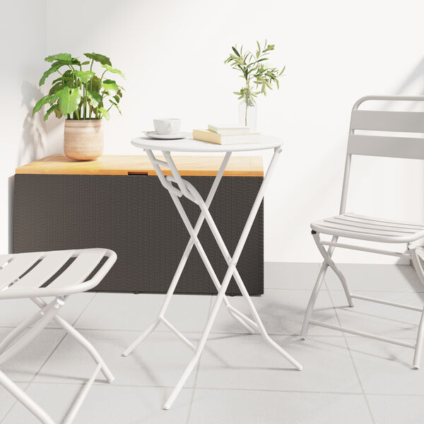 vidaXL Garden Table Folding White 50 x 50 x 72 cm Steel