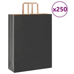 vidaXL Paper Bags 250 pcs with Handles Black 32x12x42 cm