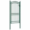 vidaXL Fence Gate with Arched Top Steel 100x136 cm Green