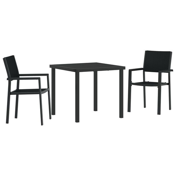vidaXL Garden Dining Set 7 pcs Black Powder-Coated Steel