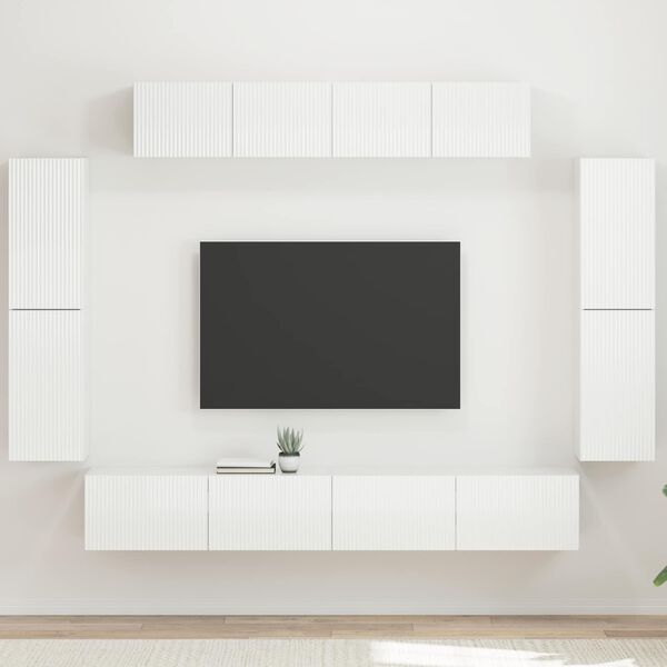 vidaXL TV Cabinet 8 pcs High Gloss White