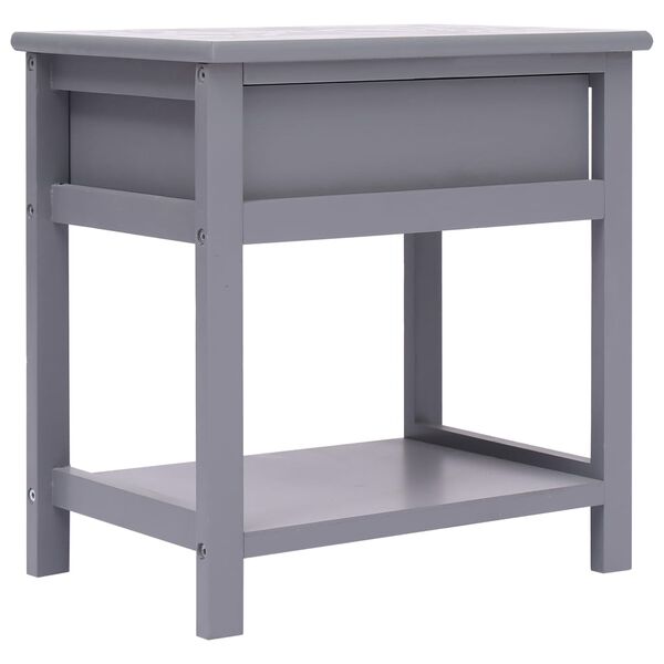 vidaXL Nightstand Grey 40x29x42 cm Paulownia Wood