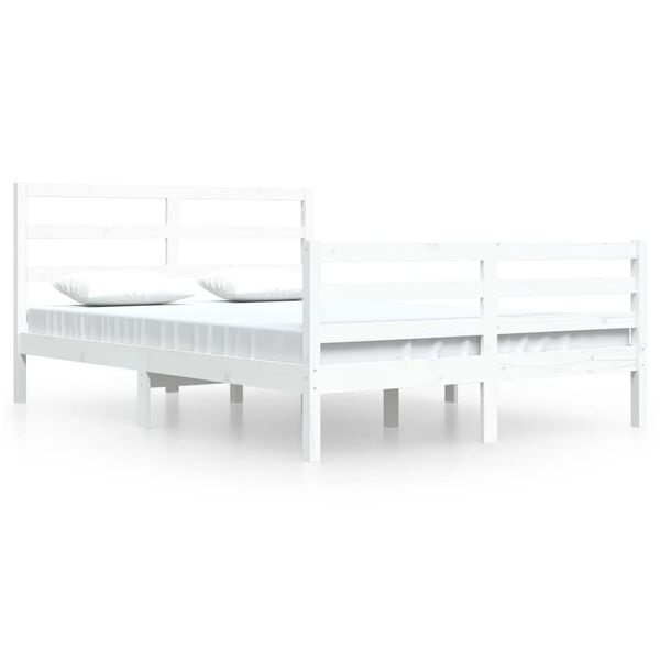 vidaXL Bed Frame without Mattress White Solid Wood Pine 160x200 cm