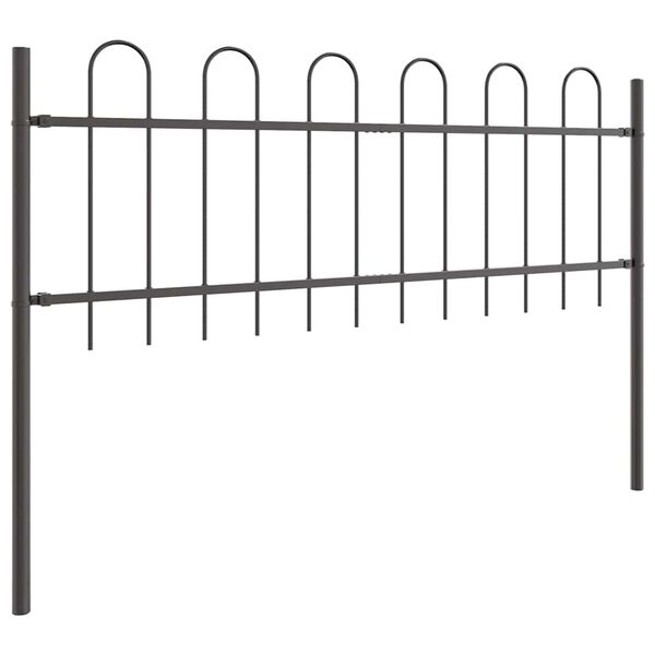 vidaXL Garden Fence 7 pcs Grey 11.9 x 0.6 m Powder-coated Steel