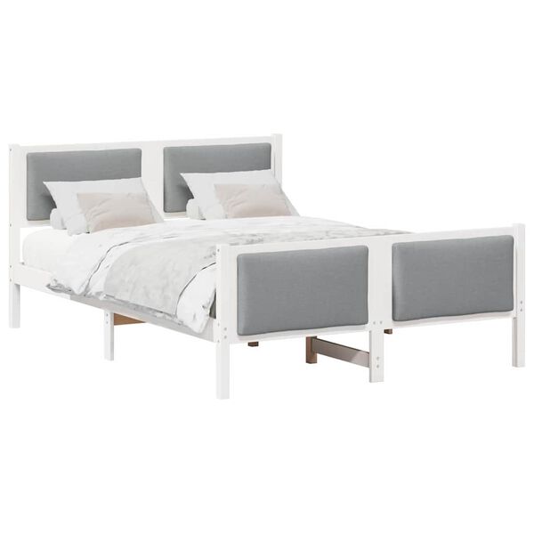 vidaXL Bed Frame with Headboard Light Grey 135 x 190 cm Fabric