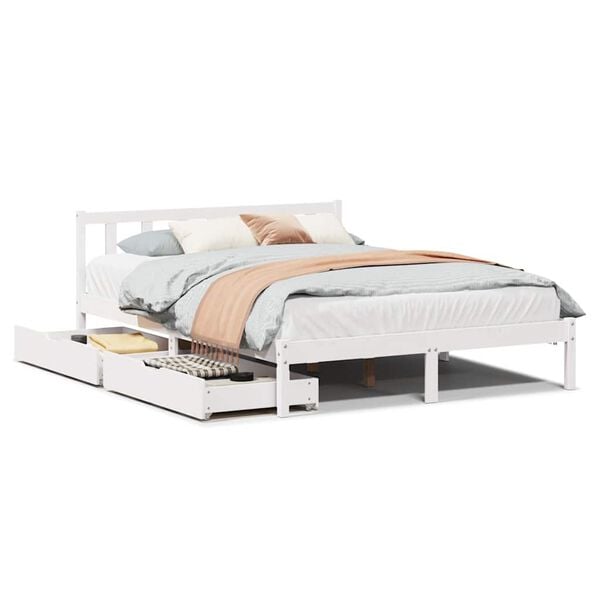 vidaXL Bed Frame without Mattress White 140x200 cm Solid Wood Pine