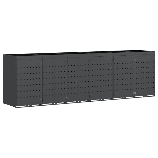 vidaXL Wheelie Bin Storage for 6 Bins Anthracite 408 x 77.5 x 121.5 cm