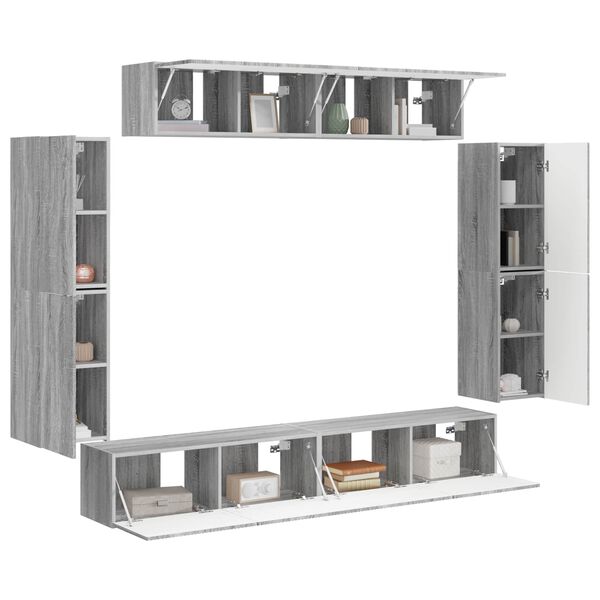 vidaXL TV Cabinet 8 pcs Grey Sonoma