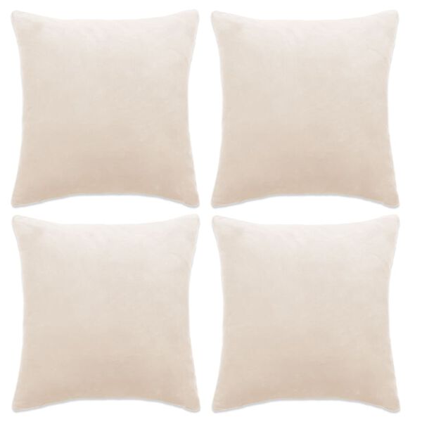 vidaXL Cushion Covers 4 pcs Velour 80x80 cm Off White