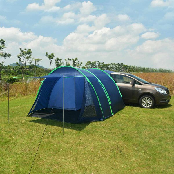 vidaXL Car Tent Octagonal Navy Blue 390 x 330 x 195 cm 180T Polyamide
