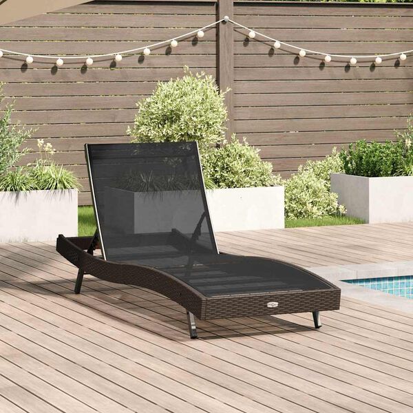 vidaXL Sunlounger Brown 70 x 197 x 82 cm Poly Rattan and Metal