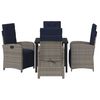 vidaXL Garden Dining Set with Cushion 5 pcs Grey Poly Rattan