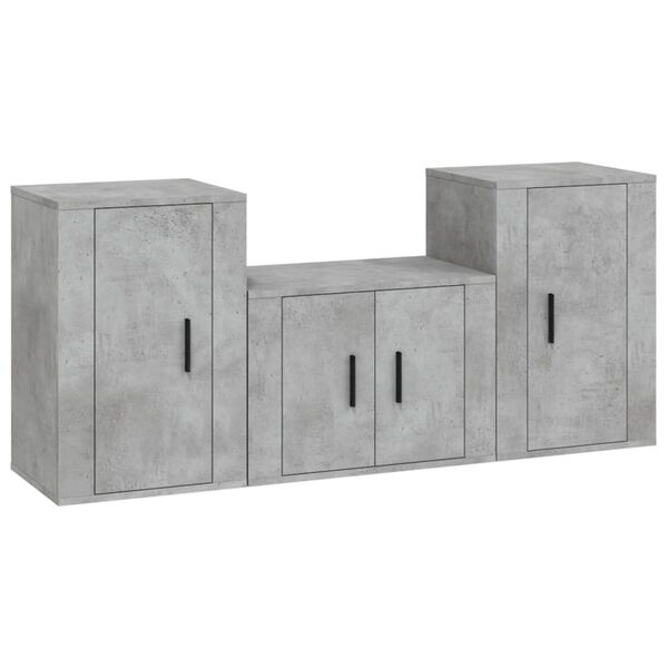 vidaXL 3 Piece TV Cabinet Set Concrete Grey Engineered Wood