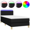 vidaXL Box Spring Bed with Mattress&LED Black 90x200cm Fabric