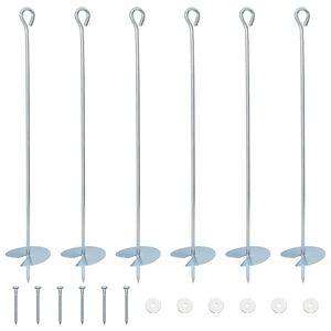 vidaXL Earth anchor 6 pcs Silver &Oslash;10 x 60 cm Galvanized Metal