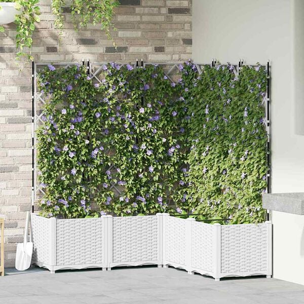 vidaXL Garden Planter 5 pcs White 120 x 120 x 143 cm Steel