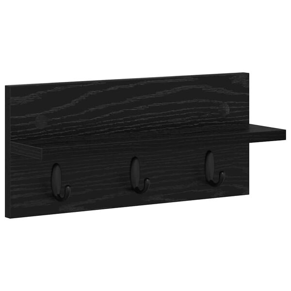 vidaXL Wall-Mounted Coat Rack with Shelf Black oak 40 x 10.5 x 18 cm