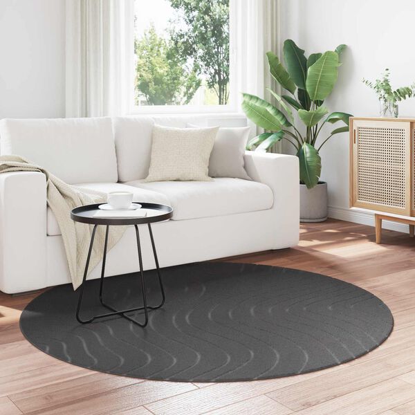 vidaXL Area Rugs Round HUARTE Anthracite &Oslash; 200 CM Polyester