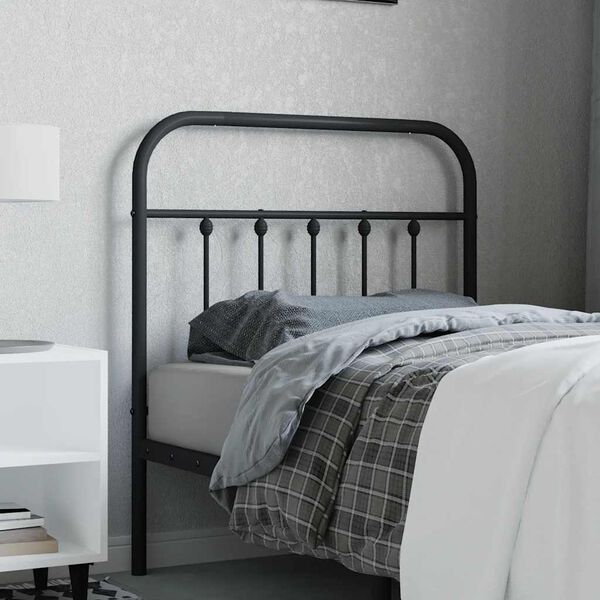 vidaXL Metal Replace Headboard Black 80 cm