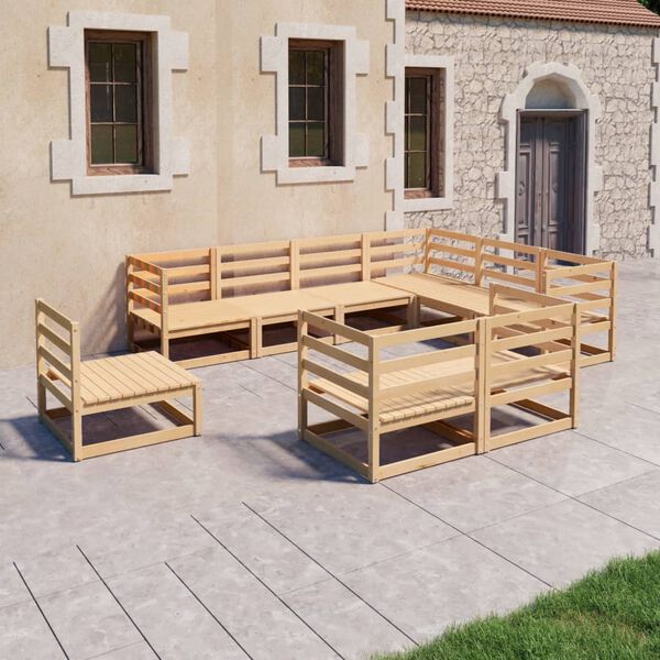 vidaXL 9 Piece Garden Lounge Set Solid Pinewood
