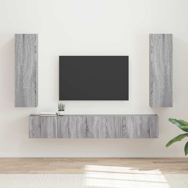 vidaXL TV Cabinet Set Wall-mounted 3 pcs Grey Sonoma Engineered Wood