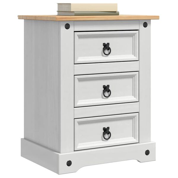 vidaXL Bedside Table with Drawer White 53 x 39 x 66 cm Solid Pine Wood