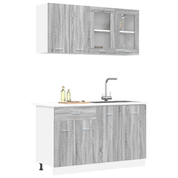 vidaXL Kitchen Cabinet Set Lyon 4 pcs Grey sonoma 140 x 46 x 81.5 cm