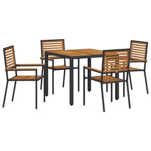 vidaXL Garden Dining Set 5 pcs Black and Brown Poly Rattan