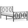 vidaXL Metal Bed Frame without Mattress with Footboard Black 100x190cm