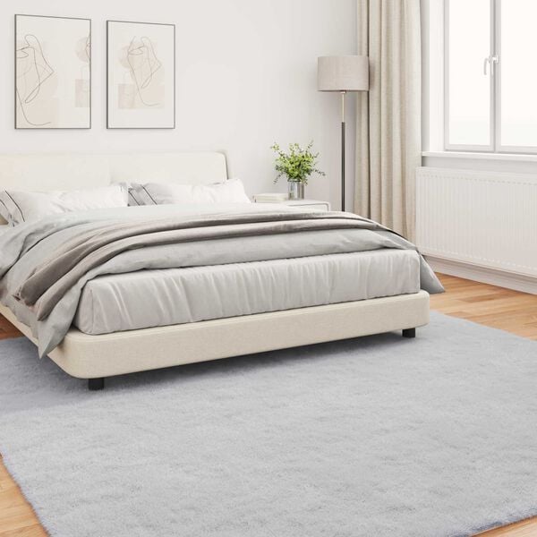 vidaXL Faux Rabbit Fur Rug Olite Grey 240 x 240 cm Polyester