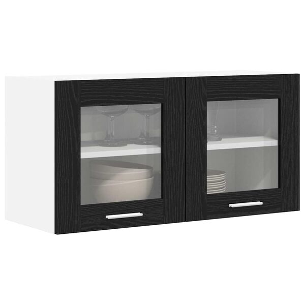 vidaXL Hanging Cabinet with Door Black Oak and White 80 x 31 x 40 cm