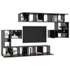 vidaXL 10 Piece TV Cabinet Set High Gloss Grey Engineered Wood