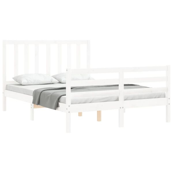 vidaXL Bed Frame without Mattress White 140x200 cm Solid Wood Pine