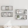vidaXL Wall Cube Shelves 4 pcs Grey Sonoma 60x15x23 cm Engineered Wood