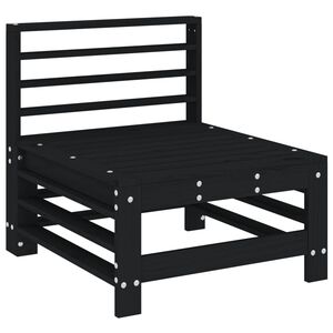 vidaXL Garden Middle Sofa Black Solid Wood Pine