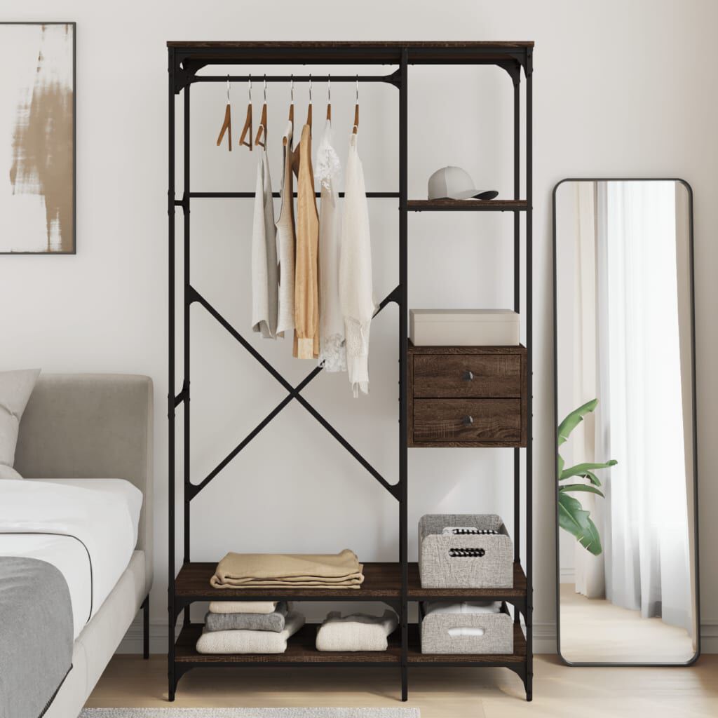 vidaXL Wardrobe with Drawers Brown Oak 100x40x180 cm Engineered Wood