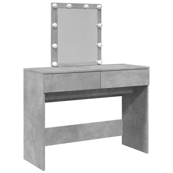 vidaXL Dressing Table with LED Concrete Grey 100x40x130 cm
