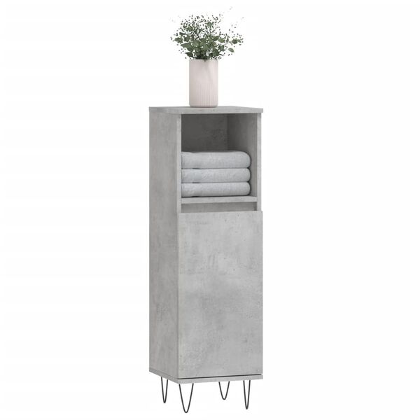 vidaXL Bathroom Cabinet Concrete Grey 30x30x100 cm Engineered Wood