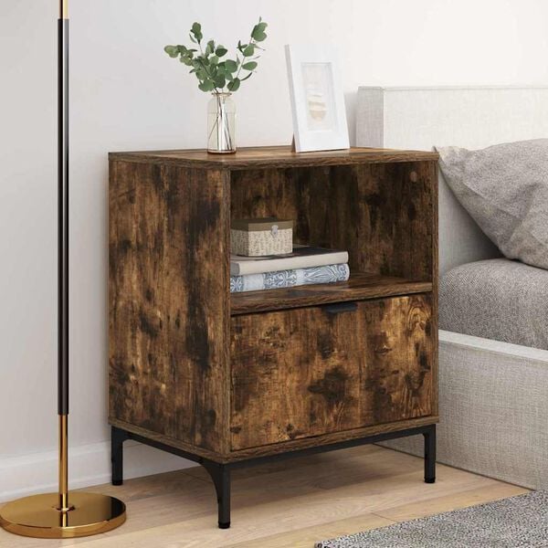 vidaXL Bedside Cabinet with Drawer 2 pcs Smoked oak 49 x 36 x 61 cm